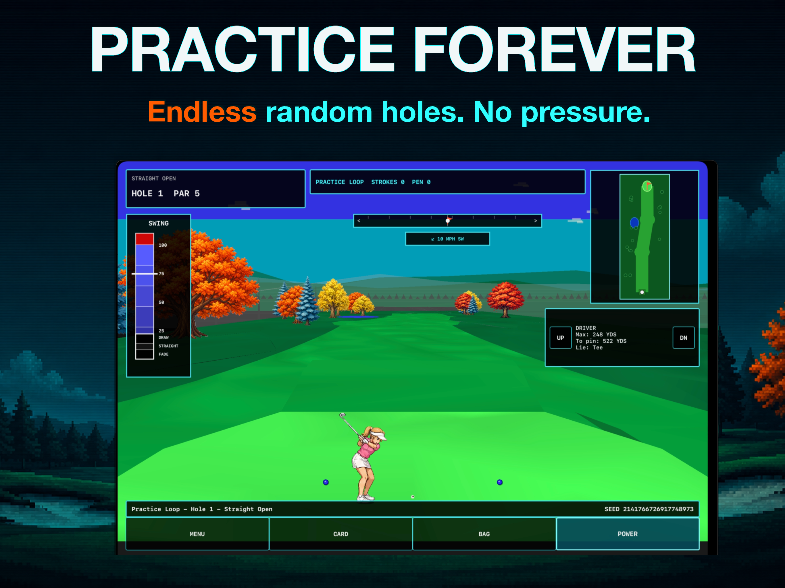 Fairway Metal iPad screenshot: Practice Forever