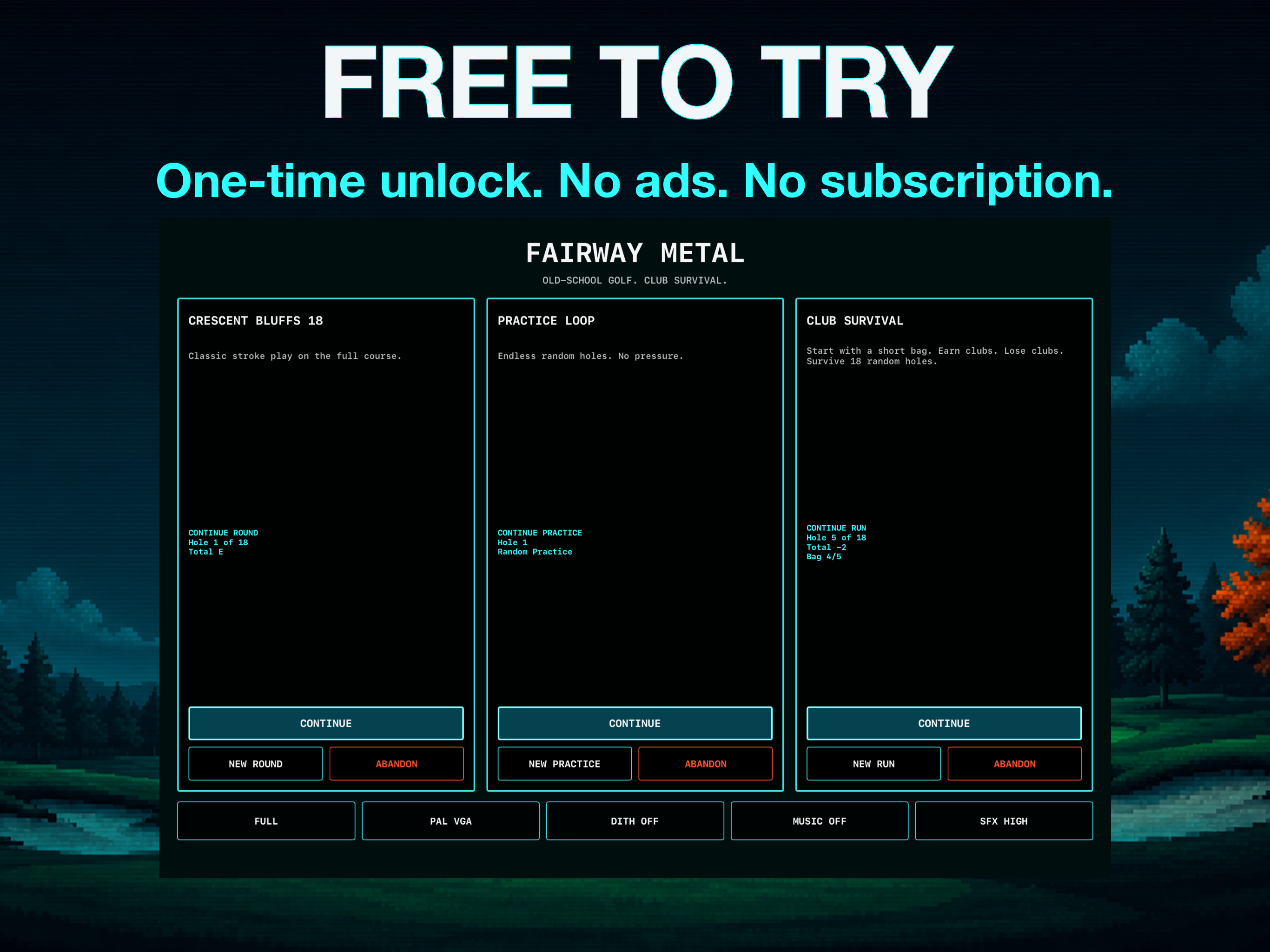 Fairway Metal iPad screenshot: Free to Try